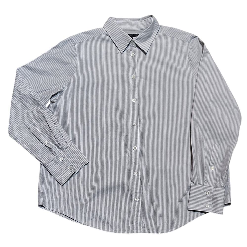Banana Republic Stripped Long Sleeve Dress Shirt Cotton Men's Large Gray